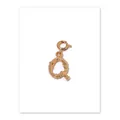 Bamboo texture letter Q pendant in gold-plated brass with round spring clasp - Letter Q