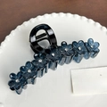 Grande pince à cheveux fleur bleue avec strass pour des chignons à la française - 13cm / Bleu