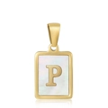 Gold plated stainless steel pendant with letter P on white mother of pearl inlay - Letter P