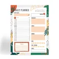 Daily planner notepad featuring tropical leaf patterns and a structured schedule - Tropical Plant Timeline Planner Style (CP09)