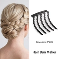 Black 5-tooth hair pin fork for bun styling in matte finish, size 7x5cm - 7x5cm / ABS Plastic / Black 5-Teeth Slant Comb