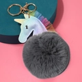 Llavero de unicornio de peluche gris oscuro con anillo dorado y melena de encaje - 9cm Encaje / Gris