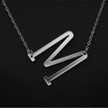Elegant silver stainless steel necklace with minimalist uppercase letter M pendant - White Letter M