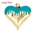 Large heart pendant with teal enamel drip finish on gold plated base - Drip Heart Turquoise Large