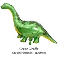 Ballon en aluminium dinosaure vert à long cou pour fête, taille 112x59cm après gonflage - Brachiosaure Vert (HY#18CKT)