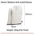 Par de guantes de horno acolchados gris claro, 29,5cm resistentes al calor con lazo - 1 Par / Beige Mediano