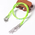 Fluorescent green 1.5mm braided wax cord necklace with silver lobster clasp and chain - Fluorescent Green