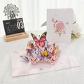 3D butterfly and hydrangea pop-up greeting card with envelope for birthdays - Large Red Butterfly