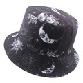 Reversible tie-dye bucket hat with celestial sun and moon prints in black and white - 58cm / Black Sun, Moon and Stars
