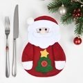 Santa-themed Christmas cutlery holder with festive red felt and decorative tree patch - Santa Claus