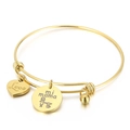Bracelet jonc doré ajustable Love mi mama avec pendentifs cœur pour la fête des mères - Style B(KB153320-Z) / Doré