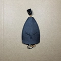 Deep grey leather car key cover with embossed deer head and lychee grain texture - Black Embossed