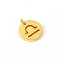 Gold stainless steel hollow zodiac pendant featuring the Libra sign for DIY jewelry - Libra - Single Pendant