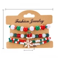 Christmas beaded bracelet set with red and green acrylic beads and snowflake charms - Christmas Combo Style (BR24Y0436-1)
