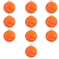 Detail view of ten orange enamel basketball charms with gold alloy trim for jewelry making - Basketball Style (2#)