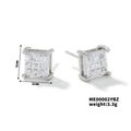 Eleganti orecchini a lobo quadrati da 1cm in zirconi cubici con finitura argento - Argento Trasparente Micro-pave (ME00002YBZ)