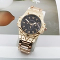 Orologio al quarzo da uomo con cinturino in acciaio dorato e quadrante nero a tre sottoquadranti - Stile A Cassa Oro Rosa Cinturino Oro Rosa Quadrante Caffè