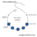 Stainless steel bracelet featuring five round blue glass stones and lobster clasp - Bracelet Only / Steel-Blue