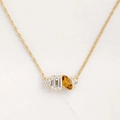 Gold pendant necklace with emerald-cut clear stone and marquise amber gemstone - Gold - November