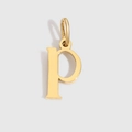 Polished gold lowercase letter p pendant charm with circular bail for necklaces - Lowercase p - 14K Gold