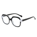 Square frame blue light blocking glasses in bicolor glossy black and light blue - Black & Blue