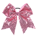 Nœud à paillettes roses avec élastique pour cheveux pour filles et fêtes - Rose