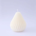 Minimalist white teardrop geometric scented candle with faceted origami style design - Pear