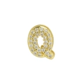 Gold plated letter Q pendant charm featuring sparkling pave cubic zirconia accents - Letter Q / Gold