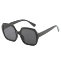 Oversized polygonal sunglasses with black glossy frames and dark grey lenses for fashion - Universal Specification / Black Frame Grey Lens