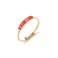 Adjustable 18K gold-plated mama ring with red enamel inlay and crystal accent - Adjustable Open / Gold-Red