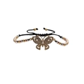 Adjustable zircon butterfly bracelet with tri-color metallic beads on black cord - Mixed Colored Bead Chain