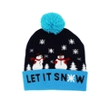Navy and sky blue knit Christmas hat with snowman pattern and LED glowing lights - Tops / Navy Sky Blue Snowman Style (Style 57)