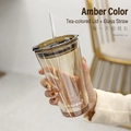 Tall Amber+Amber Lid+Clear Straw