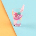 Miniature purple grape drink pendant featuring a pink straw and transparent resin cup - Grapes