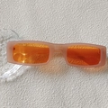 Retro rectangle sunglasses with pink translucent frame and vibrant orange tinted lenses - Pink Frame Orange Lens Rectangle (20)