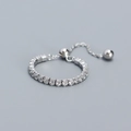 Adjustable S925 sterling silver ring with shimmering row of round-cut zircon stones - Adjustable Open / Platinum (White Stone)