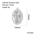 Macro-opname van rvs kruishanger met 23mm x 16mm afmetingen en een gewicht van 4 gram - Zilver PT0484 (Kruis)