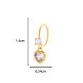 Golden heart-shaped earring with white zircon stones measuring 1.4cm by 0.54cm - Solid Heart (4# Golden) / Golden Yellow