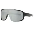 Gafas de sol deportivas envolventes con montura negra y lentes grises de protección - Montura Negro Mate Lente Espejo Plateado