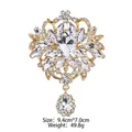 Luxurious crystal glass brooch with large pear-shaped stone in vintage baroque gold style - XD824174-7-Gold Full Drill Pear Luxury