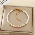 Elegante bracciale con perle barocche, perline dorate in acciaio inox e chiusura a moschettone - Oro (4mm)