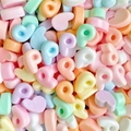 Macro shot of colorful resin heart beads in pastel colors for DIY jewelry making - Letter P (Random Mixed One) / Small