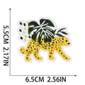 Leopard and monstera leaf embroidery patch dimensions shown as 5.5cm by 6.5cm - Leopard and Monstera (W3HD-168-13)