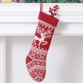 Red knitted Christmas stocking featuring white reindeer and snowflake patterns - 46cm (18 inch) / Red Reindeer