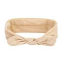Beige bohemian yoga headband with a soft fabric bow for women's fitness styling - Bowknot Style / Apricot