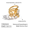 Dettaglio dell'anello in acciaio inossidabile placcato oro 18K con misure e zirconi - Stile Avvolgente Multistrato (YYR025423) / Diametro Interno 1,8 cm