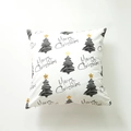 Funda de cojín blanca con árboles negros, estrellas doradas y texto de Navidad - 45*45cm(con 400g núcleo) / Estilo 4