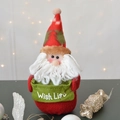 Babbo Natale di peluche in piedi con cappello rosso e tasca verde per lista dei desideri - Babbo Natale Rosso 20cm