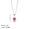 Elegant silver necklace with a sparkling red heart zircon pendant for women - Silver-Red Zircon