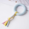 Haltbarer blauer TPR-Gummiring und buntes geflochtenes Baumwollseil-Kauspielzeug für Hunde - Stacheliger Kreis mit Seilspielzeug / 18cm / Blau